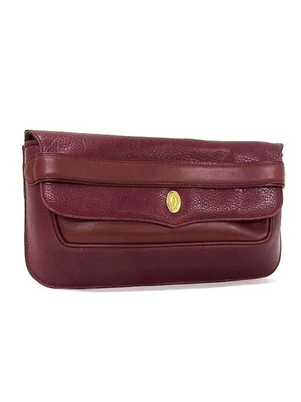 Cartier Clutch Must Line Bordeaux Leather Gold